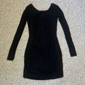 Express Womens Black Dress Size S Knit Mesh Long Sleeves Y2K Goth Punk Bodycon